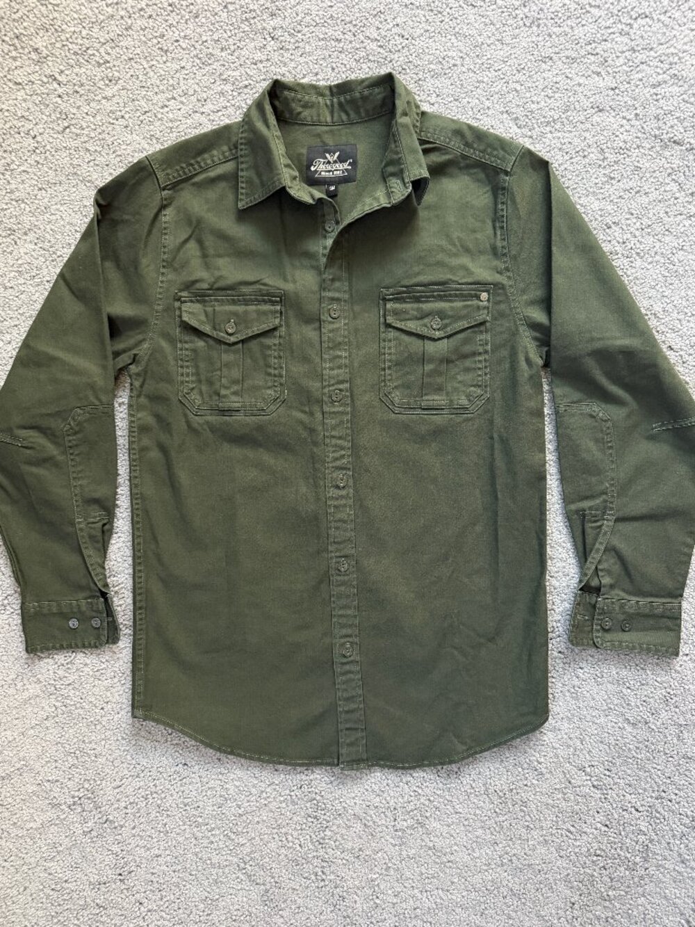 Thorogood Olive Green Heavyweight Workwear Utility Button Up Shirt Small